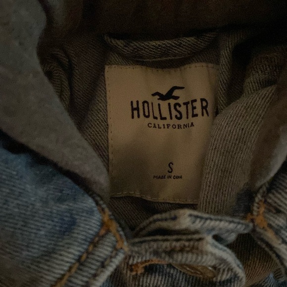 Hollister Hooded Button Up Denim Cotton Sweater - Picture 6 of 9